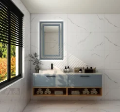 Limcaro Carrelage sol / mur effet marbre blanc BIANCO RIVER BRILLANT l.60 x L.120 cm Brillant