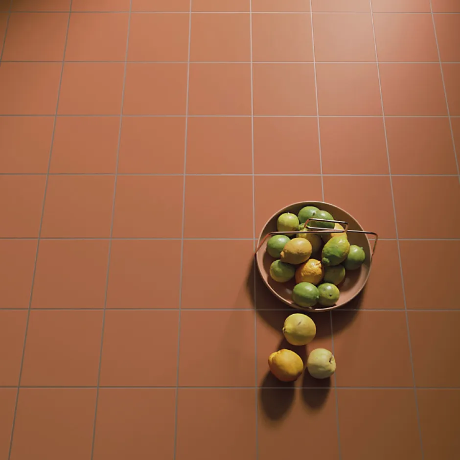 Carrelage sol / mur effet ciment uni terracotta terre cuite 20x20 cm RIVOLI TERRE 30718-Aelle Carrelage Discount