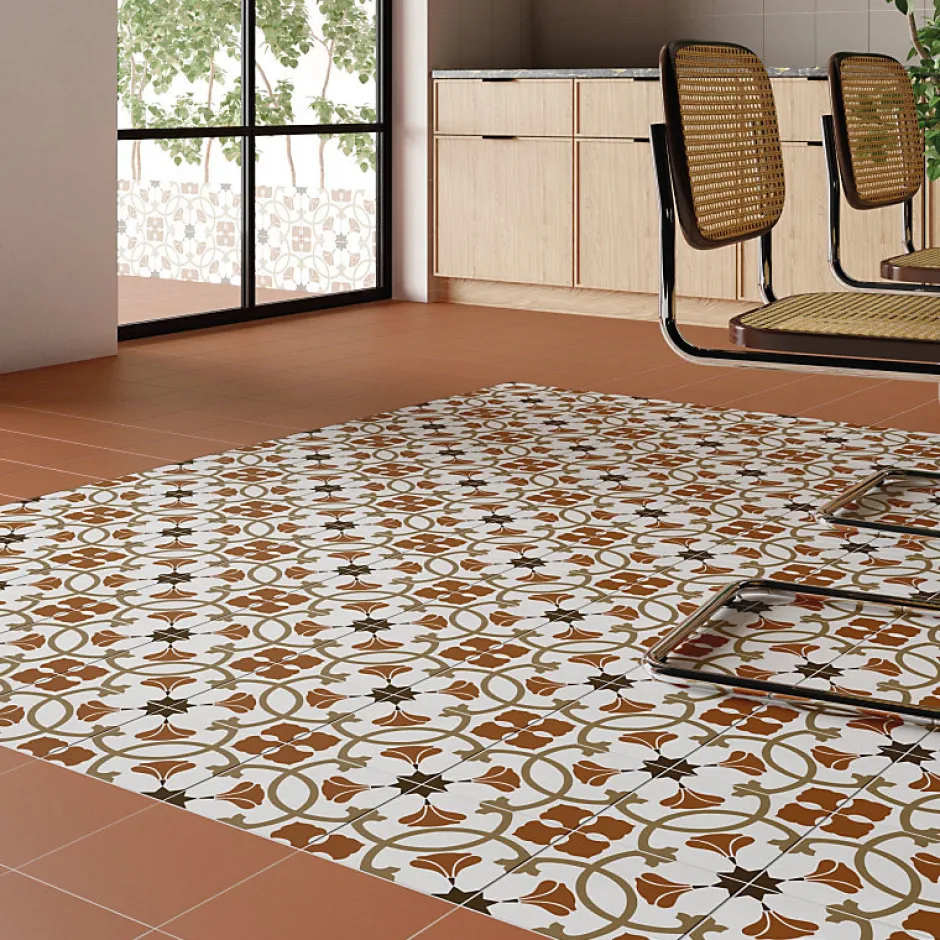 Carrelage sol / mur effet ciment uni terracotta terre cuite 20x20 cm RIVOLI TERRE 30718-Aelle Carrelage Discount