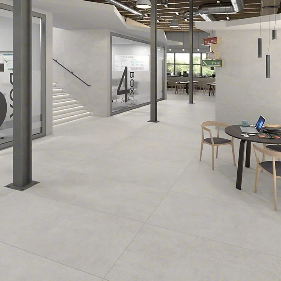 Aelle Carrelage Carrelage sol / mur effet béton blanc 60x60 cm NASSAU BLANCO