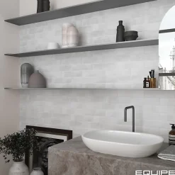 carrelage sol / mur effet zellige bejmat blanc gris 6x24,6 cm mate ARGILE ICE-Aelle Carrelage