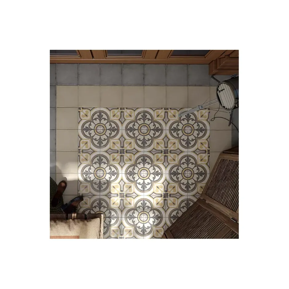 Aelle Carrelage Carrelage sol / mur effet ciment motif rosace 20x20 cm ART NOUVEAU MAJESTIC COLOUR