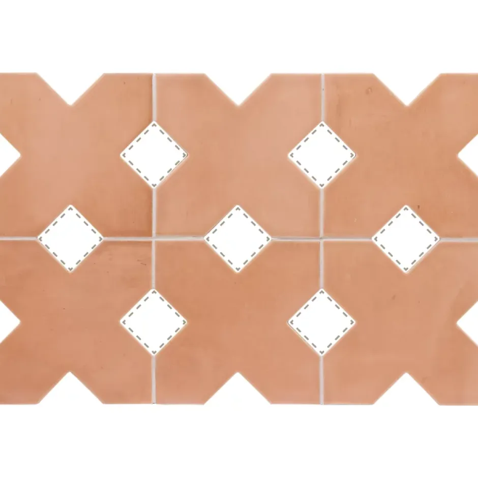 Carrelage sol / mur forme croix 12x12 cm KASBAH BASE TERRACOTTA-Aelle Carrelage Online