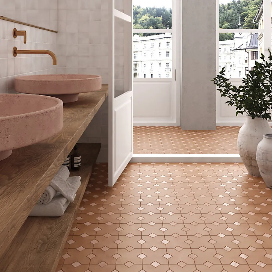 Carrelage sol / mur forme croix 12x12 cm KASBAH BASE TERRACOTTA-Aelle Carrelage Online