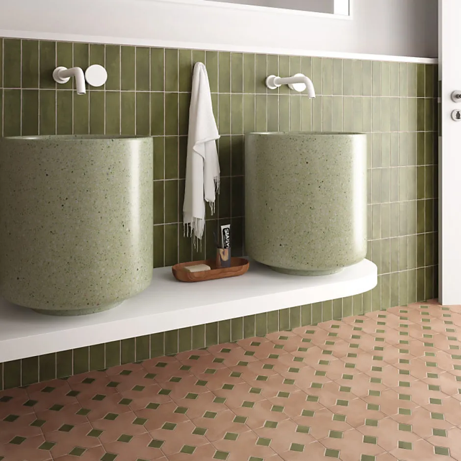 Carrelage sol / mur forme croix 12x12 cm KASBAH BASE TERRACOTTA-Aelle Carrelage Online