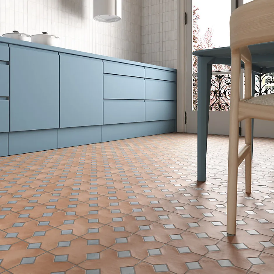 Carrelage sol / mur forme croix 12x12 cm KASBAH BASE TERRACOTTA-Aelle Carrelage Online