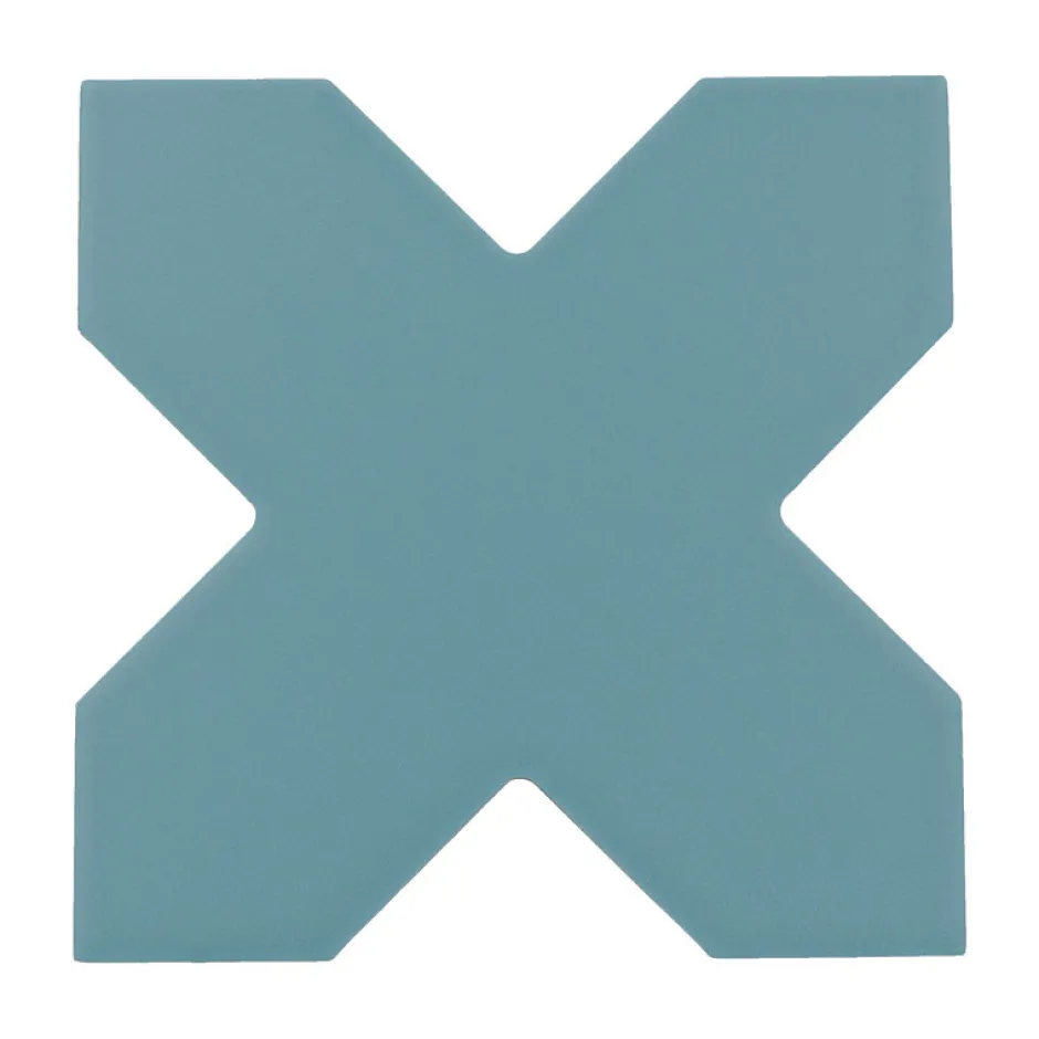 Carrelage sol / mur forme croix bleu 12X12 cm PORTO CROSS AZURE-Aelle Carrelage Clearance