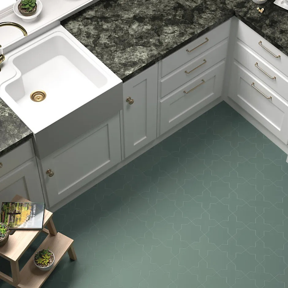 Aelle Carrelage Carrelage sol / mur forme croix vert 12X12 cm PORTO CROSS PICKLE GREEN