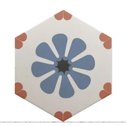 Aelle Carrelage Carrelage sol / mur hexagonal à motif coloré 17,5x20 cm COIMBRA BELLA BLUE 30658