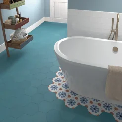 Aelle Carrelage Carrelage sol / mur hexagonal à motif coloré 17,5x20 cm COIMBRA BELLA BLUE 30658