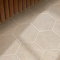Carrelage sol / mur hexagonal effet ciment beige 17,5x20 cm HEXATILE CEMENT SAND-Aelle Carrelage Sale