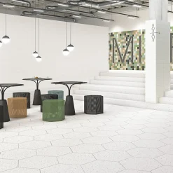 Eiffel art construction Carrelage sol / mur hexagonal effet terrazzo grand format blanc 51,9x59,9 cm MICRA Hexagono Blanco