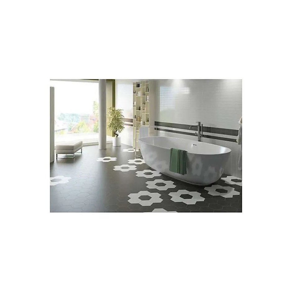 Aelle Carrelage Carrelage sol / mur hexagonal uni noir mate 17,5x20 cm HEXATILE MATE
