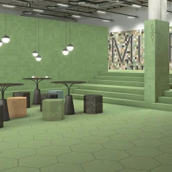 Eiffel art construction Carrelage sol / mur hexagonal effet terrazzo grand format vert 51,9x59,9 cm MICRA Hexagono Verde