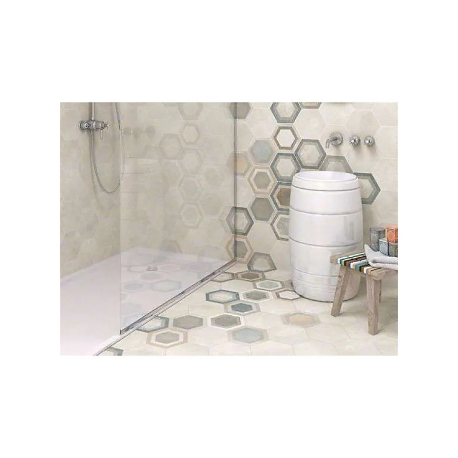 Carrelage sol / mur hexagonal effet béton gris RIFT HEXAGONO CREMA-Aelle Carrelage Hot