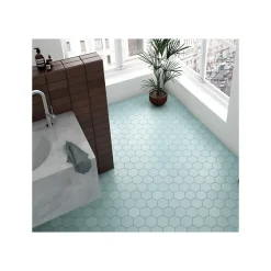 Carrelage sol / mur hexagonal uni bleu mate 11,6x10,1 cm KROMATIKA BLEU CLAIRE-Eiffel art construction Clearance