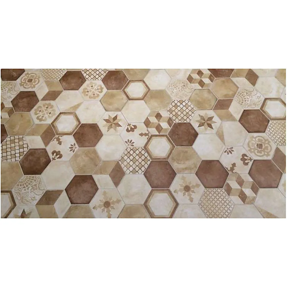Eiffel art construction Carrelage sol / mur hexagonal effet ciment 25 x 21.6 cm TERRA CARDINALE HEXAGONAL BEIGE