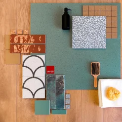 Carrelage sol / mur hexagonal effet terrazzo grand format bleu vert 51,9x59,9 cm MICRA Hexagono Indigo-Eiffel art construction New