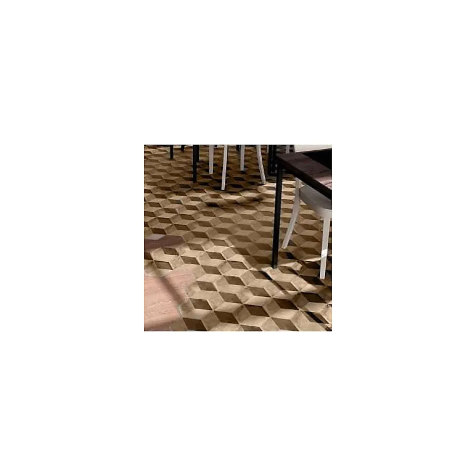 Carrelage sol / mur hexagonal effet ciment motif cube géométrique 25x21,6 cm TERRA CUBO HEXAGONAL BEIGE-Eiffel art construction