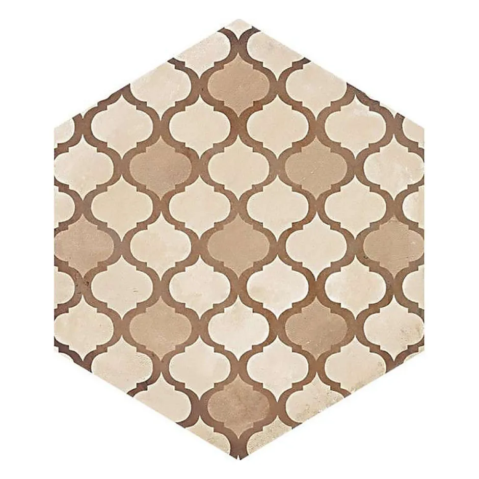 Eiffel art construction Carrelage sol / mur hexagonal effet ciment 25 x 21.6 cm TERRA COLONIALE HEXAGONAL BEIGE