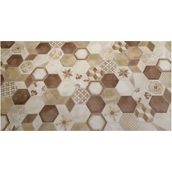 Eiffel art construction Carrelage sol / mur hexagonal effet ciment 25 x 21.6 cm TERRA COLONIALE HEXAGONAL BEIGE