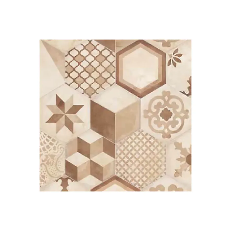 Eiffel art construction Carrelage sol / mur hexagonal effet ciment 25 x 21.6 cm TERRA COLONIALE HEXAGONAL BEIGE