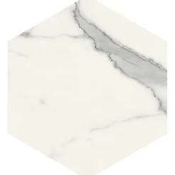 Carrelage sol / mur hexagonal effet marbre blanc mate 25x21,6 cmSCULTOREA statuario vena argento esagona J469-Aelle Carrelage Sale