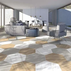 Aelle Carrelage Carrelage sol / mur hexagonal effet marbre blanc grand format NIKOI HEXAGONO VERBIER