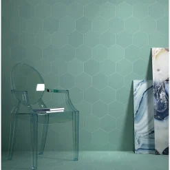 Aelle Carrelage Carrelage sol / mur hexagonal uni bleu vert 17,5x20 cm COIMBRA JADE 30633