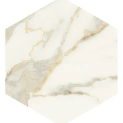 Aelle Carrelage Carrelage sol / mur hexagonal effet marbre beige mate 25x21,6 cm SCULTOREA calacatta oro fino esagona J468