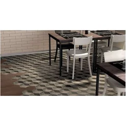 Carrelage sol / mur hexagonal effet ciment motif cube 25 x 21.6 cm TERRA ROMBO HEXAGONAL-Eiffel art construction Best