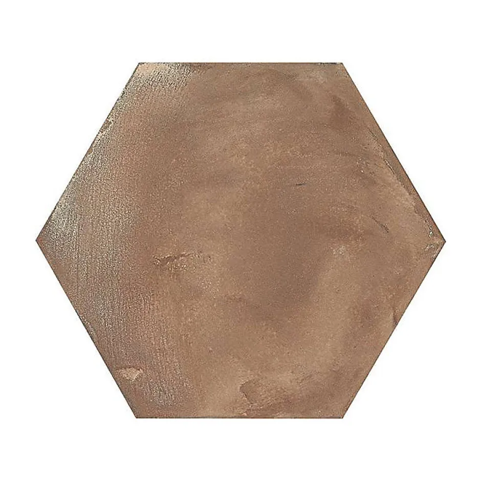 Aelle Carrelage Carrelage sol / mur hexagonal effet ciment vieilli marron 25x21,6 cm TERRA ROSSO HEXAGONAL