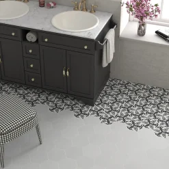 Carrelage sol / mur hexagonal uni gris 17,5x20 cm COIMBRA OXFORD GRAY 30632-Aelle Carrelage New