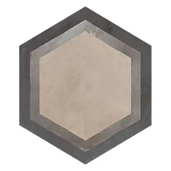 Carrelage sol / mur hexagonal effet ciment motif linéaire 25 x 21.6 cm TERRA CORNICE HEXAGONAL-Eiffel art construction Best