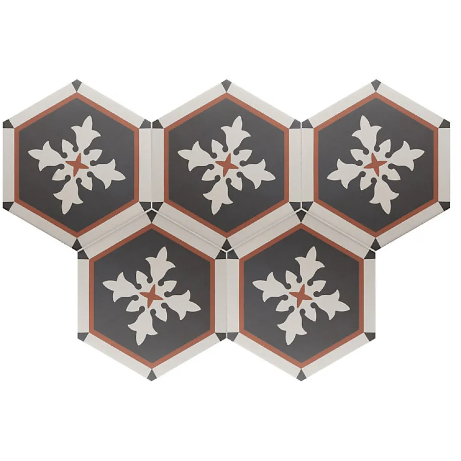 Carrelage sol / mur hexagonal à motif coloré 17,5x20 cm COIMBRA AVEIRO 30657-Aelle Carrelage New