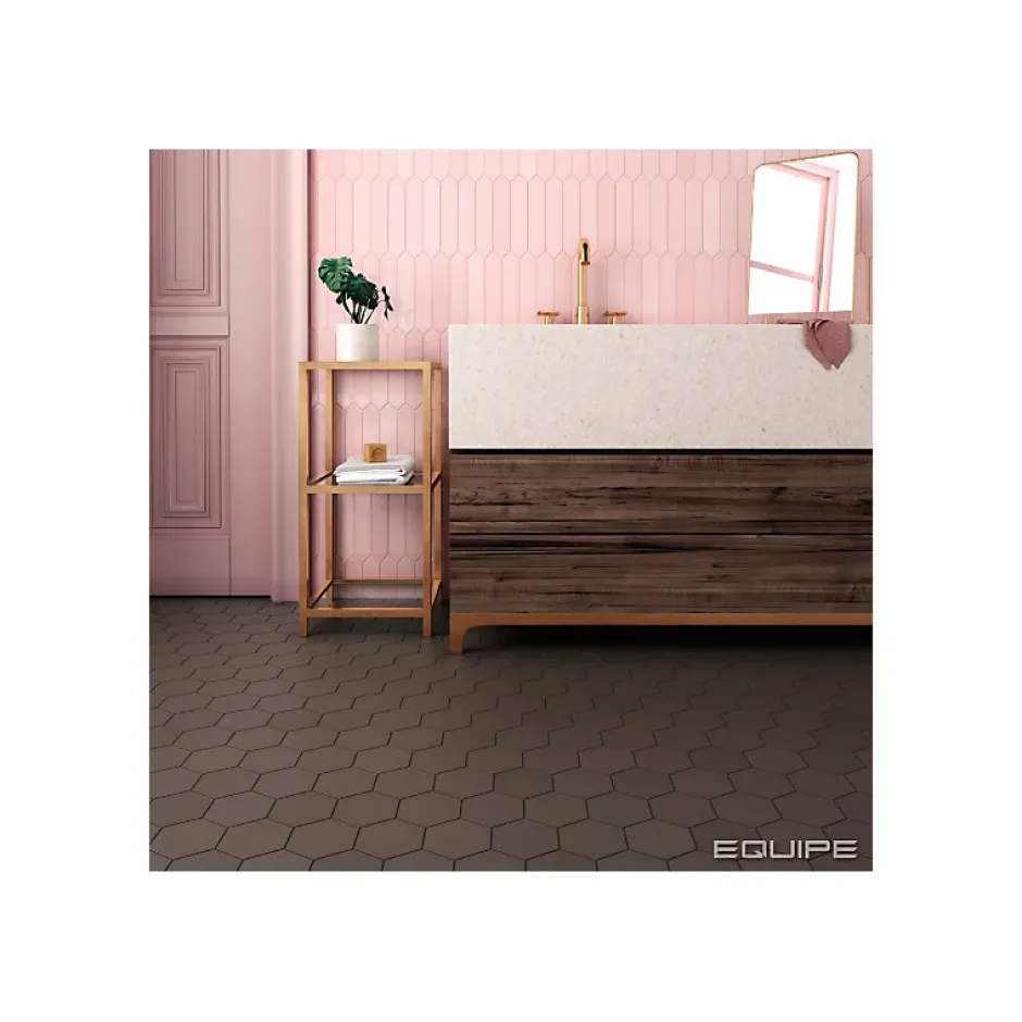 Eiffel art construction Carrelage sol / mur hexagonal uni marron mate 11,6x10,1 cm KROMATIKA BROWN