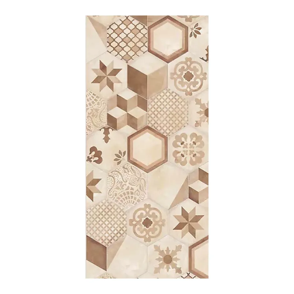 Eiffel art construction Carrelage sol / mur hexagonal effet ciment 25 x 21.6 cm TERRA MIX PATCHWORK HEXAGONAL BEIGE