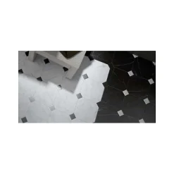 Carrelage sol / mur octogonal effet marbre noir 20x20 cm OCTAGON MARMOL NEGRO-Aelle Carrelage Sale