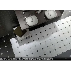 Aelle Carrelage Carrelage sol / mur octogonal effet marbre blanc 20x20 cm OCTAGON MARMOL BLANCO