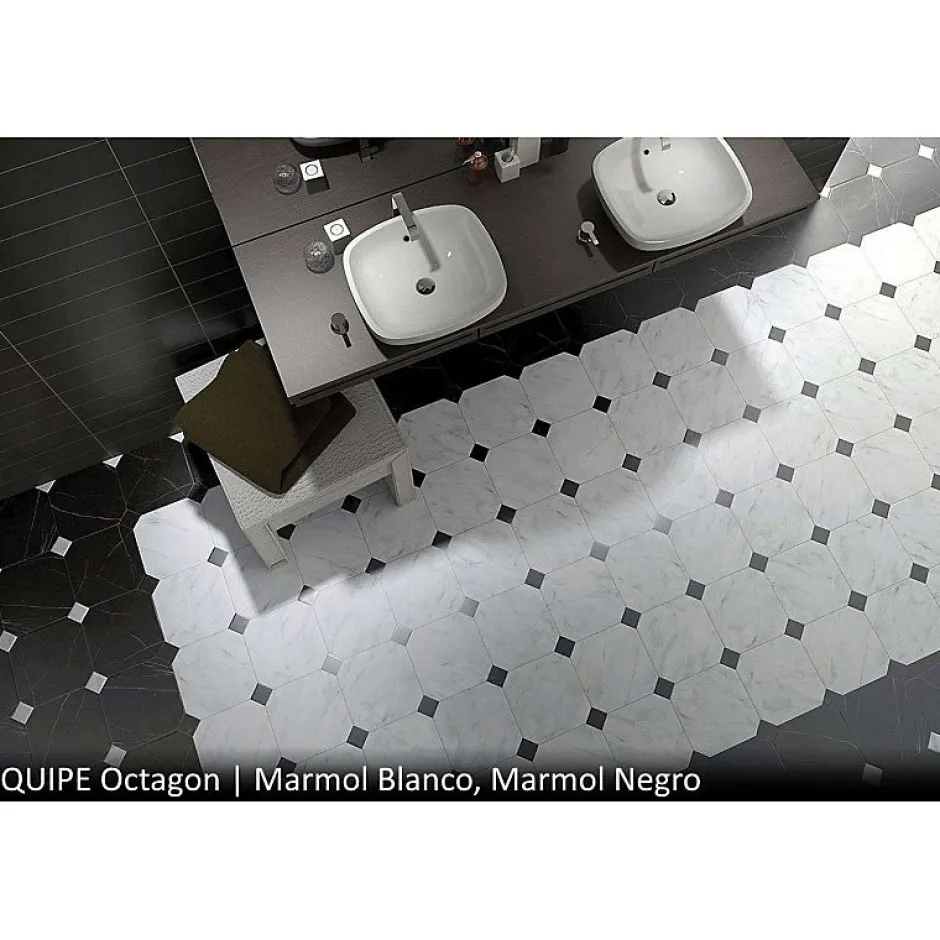 Aelle Carrelage Carrelage sol / mur octogonal effet marbre blanc 20x20 cm OCTAGON MARMOL BLANCO