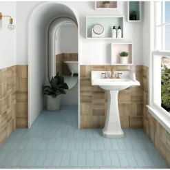 Carrelage sol / mur pose baton rompu chevron uni vert menthe mate STROMBOLI BAHIA BLUE-Aelle Carrelage Best