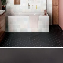 Carrelage sol / mur pose baton rompu chevron uninoir anthracite mate STROMBOLI BLACK CITY-Aelle Carrelage Hot