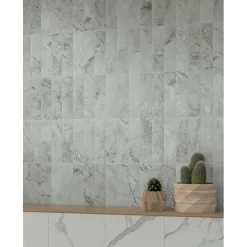 Aelle Carrelage Carrelage sol / mur rectangulaire effet marbre gris mate 6x24 cmSCULTOREA foam grey miniature J478