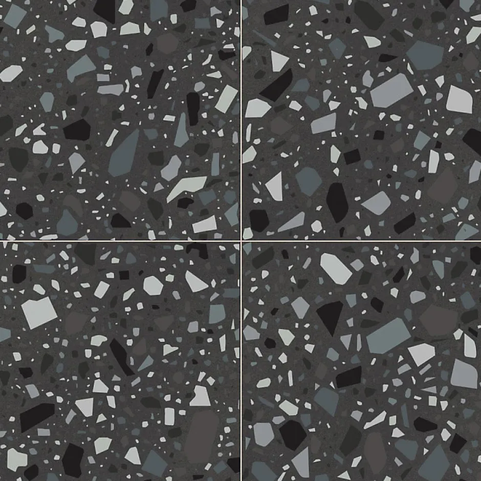 Aelle Carrelage Carrelage sol / mur terrazzo multicouleur 18,6x18,6 cm CONFETTI NERO PETROLIO