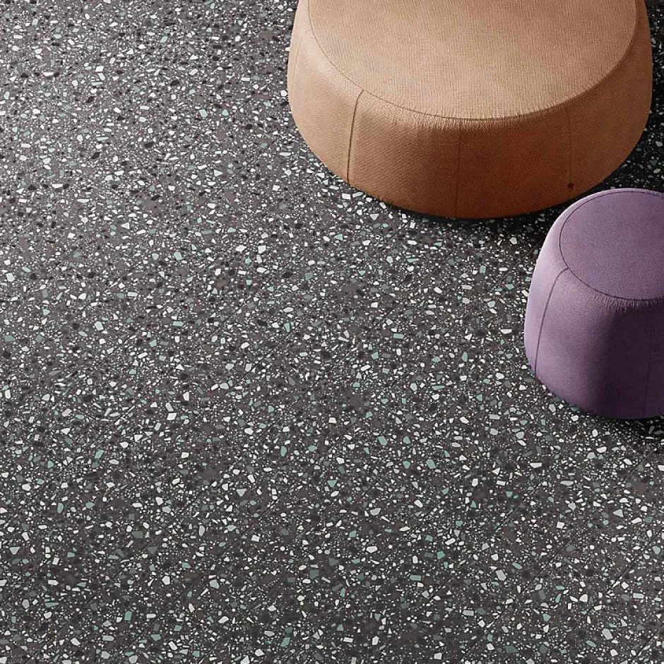 Aelle Carrelage Carrelage sol / mur terrazzo multicouleur 18,6x18,6 cm CONFETTI NERO PETROLIO
