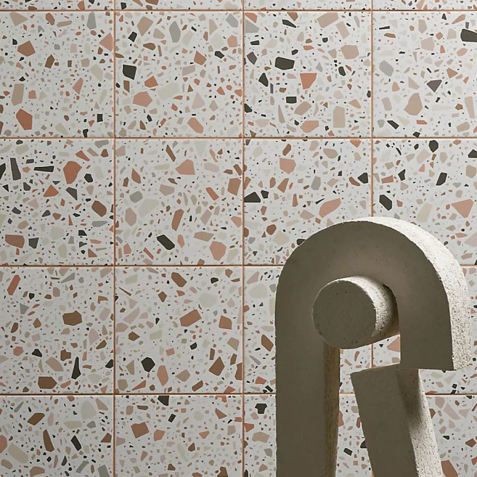 Aelle Carrelage Carrelage sol / mur terrazzo multicouleur 18,6x18,6 cm CONFETTI BIANCO COTTO