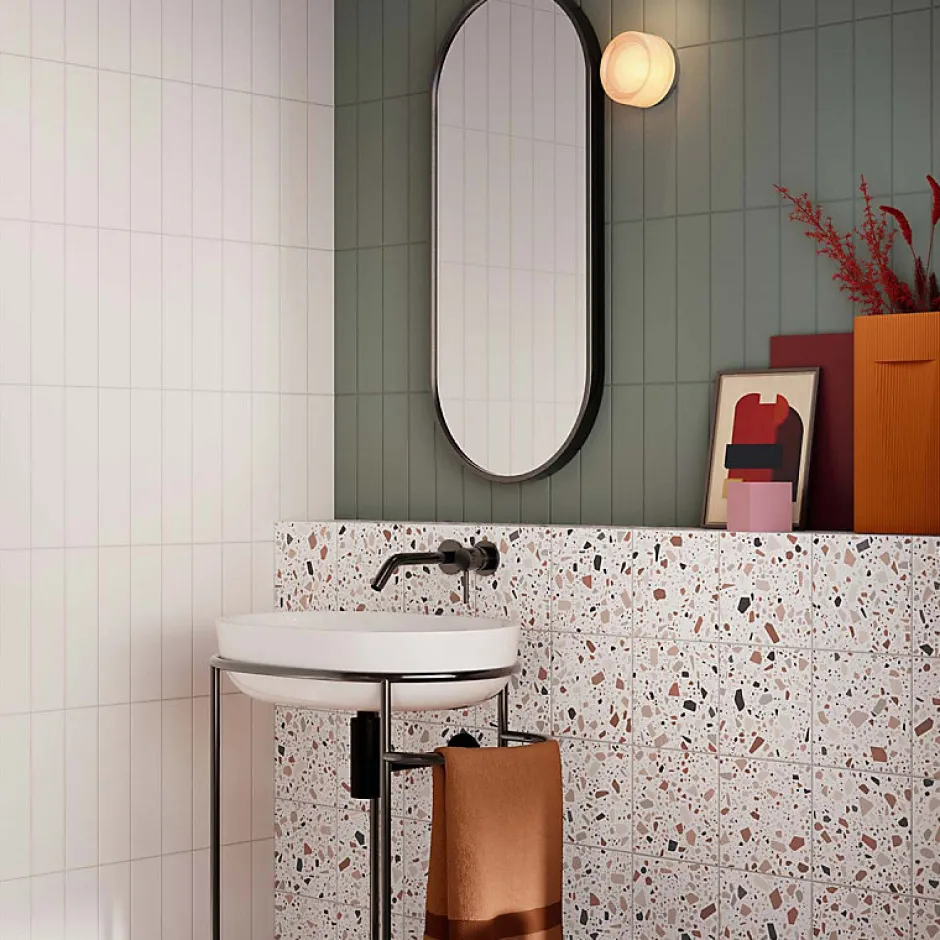 Aelle Carrelage Carrelage sol / mur terrazzo multicouleur 18,6x18,6 cm CONFETTI BIANCO COTTO