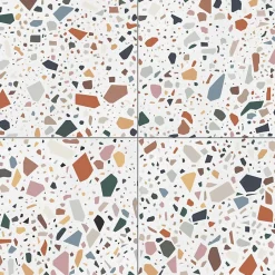 Carrelage sol / mur terrazzo multicouleur 18,6x18,6 cm CONFETTI BIANCO MULTICOLOR-Aelle Carrelage Discount
