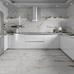 Rentside Carrelage sol blanc brillant poli l.120 x L.60 cm LUANDA