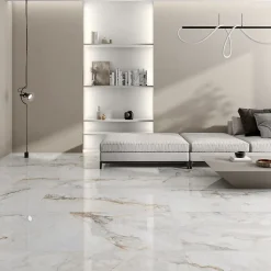 Rentside Carrelage sol blanc brillant poli l.120 x L.60 cm LUANDA